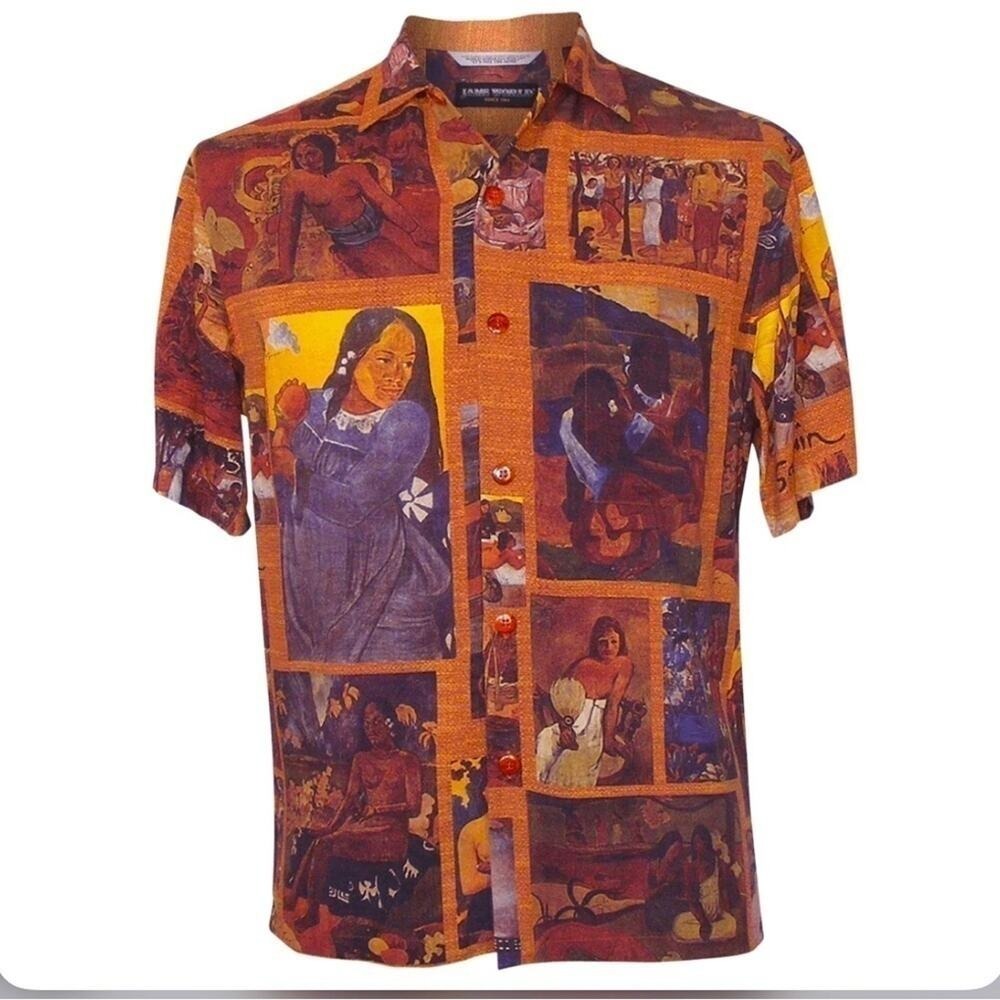 Vintage Andrade MCM tiki Hawaiian shirt Gauguin print button down size M
